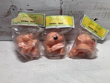 LOT 3 Vintage Adorable Fibre Craft Quality Products Animal Head