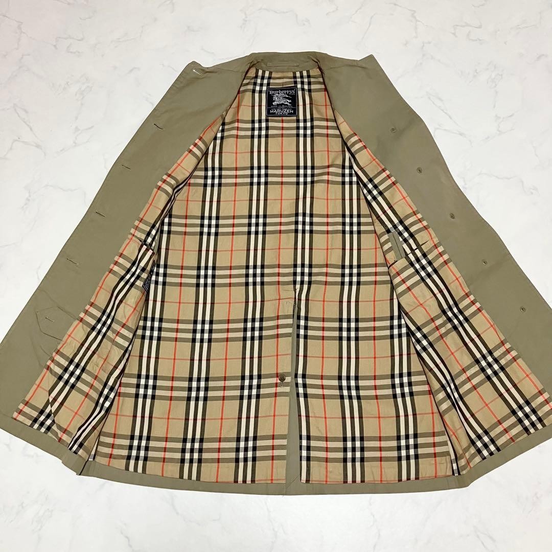 Burberrys Trench Coat Khaki Cotton With Check Pattern Size L Women thumbnail 9