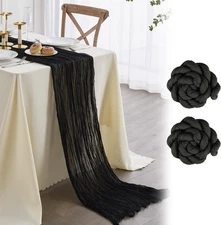 Nialnant 2 Pack Black Cheesecloth Table Runner 10 Ft, Halloween Runner, Sheer