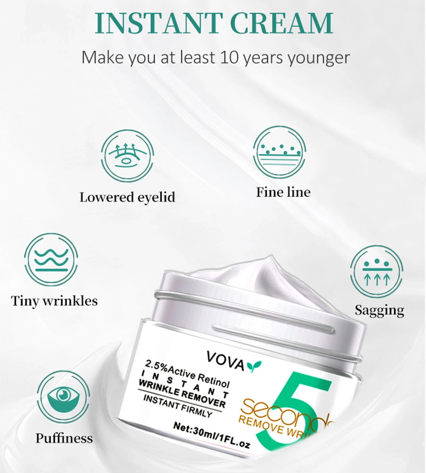 Anti-Aging Eye Cream – Instant Wrinkle Remover, Dark Circles & Puffiness Reducer