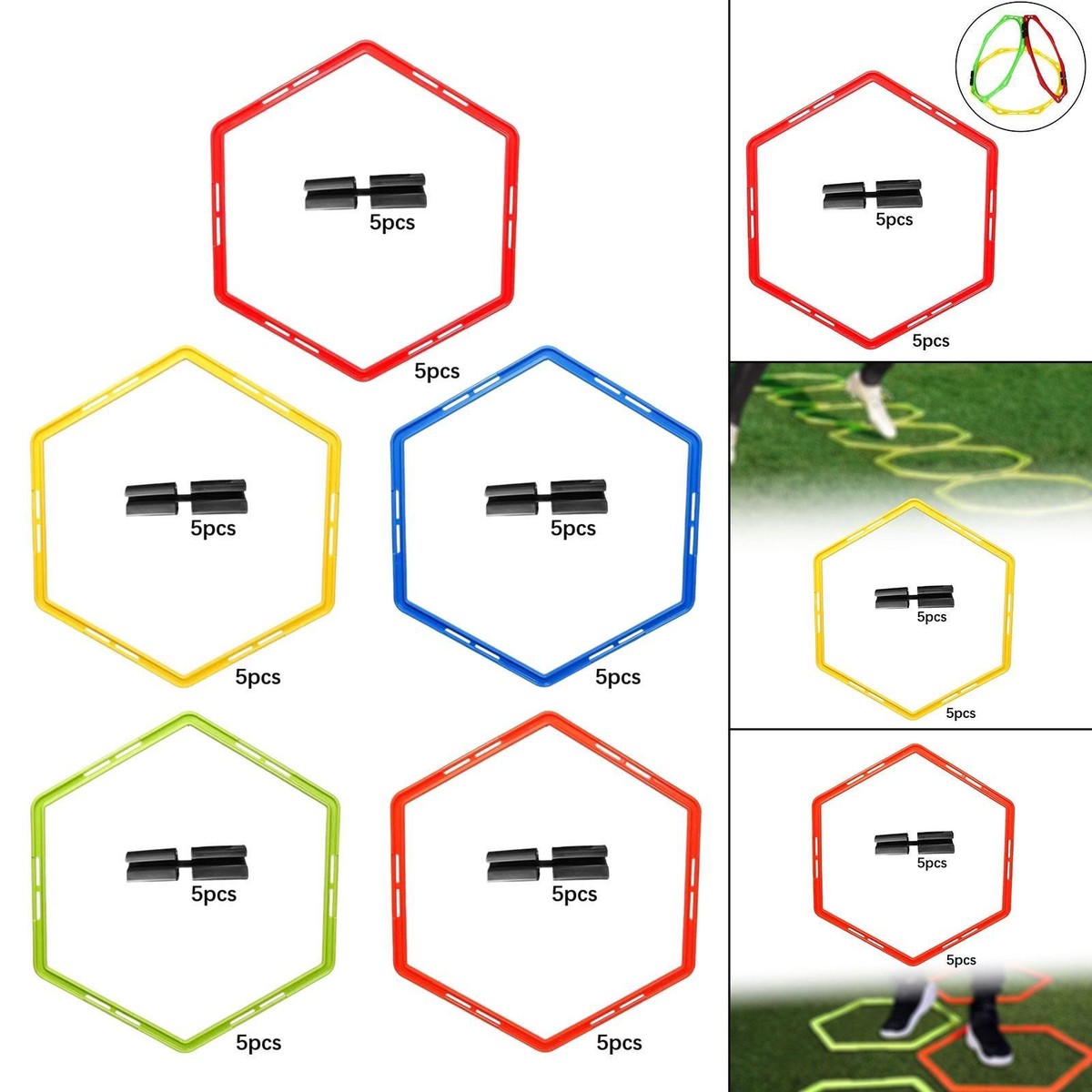 5x Hex Agility Rings Sturdy Workout Equipment Agility Footwork