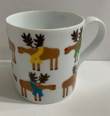 Paperchase MOOSE MUG Porcelain RED NOSES Scarf Dishwasher/Microwave Safe CUP
