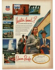 1956 Union Pacific Railroad Vacation at National Parks Vintage Print Ad