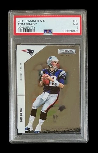 2011 panini rookies & stars #90 tom brady; r&s silver longevity variation PSA 7