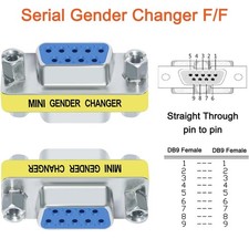 DB9 Serial Female TO Female Gender Changer Adapter for PC Laptop Silver 