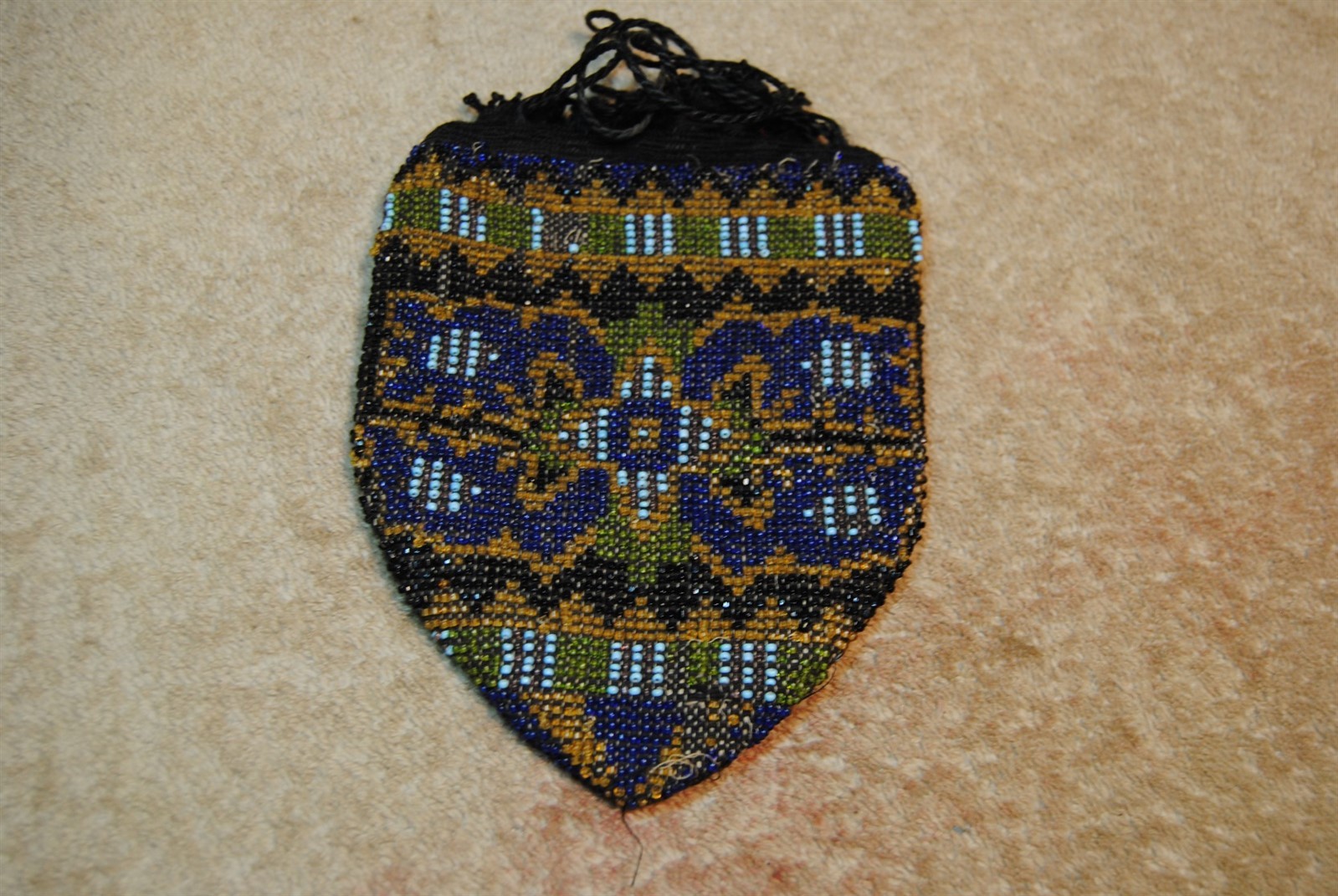 Vintage Micro Beaded Reticule Drawstring Purse Mu… - image 1