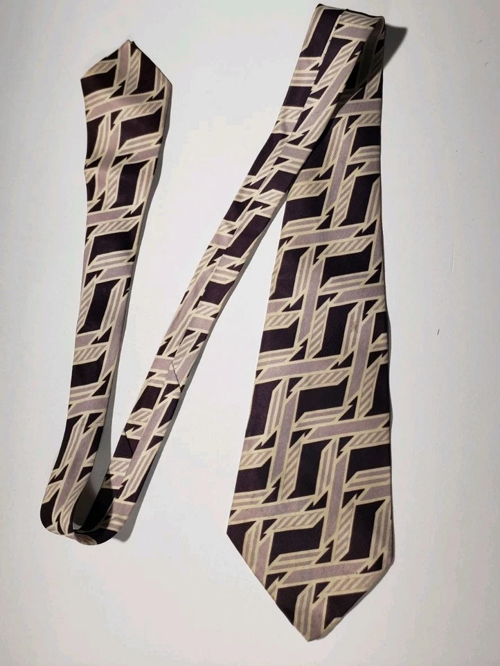 RARA Corbata Ultra De Colección 49.5" 20s 30s 40s Sin Forro Interior Abstracta Hecha a Mano EE. UU. Foto 3 de 4