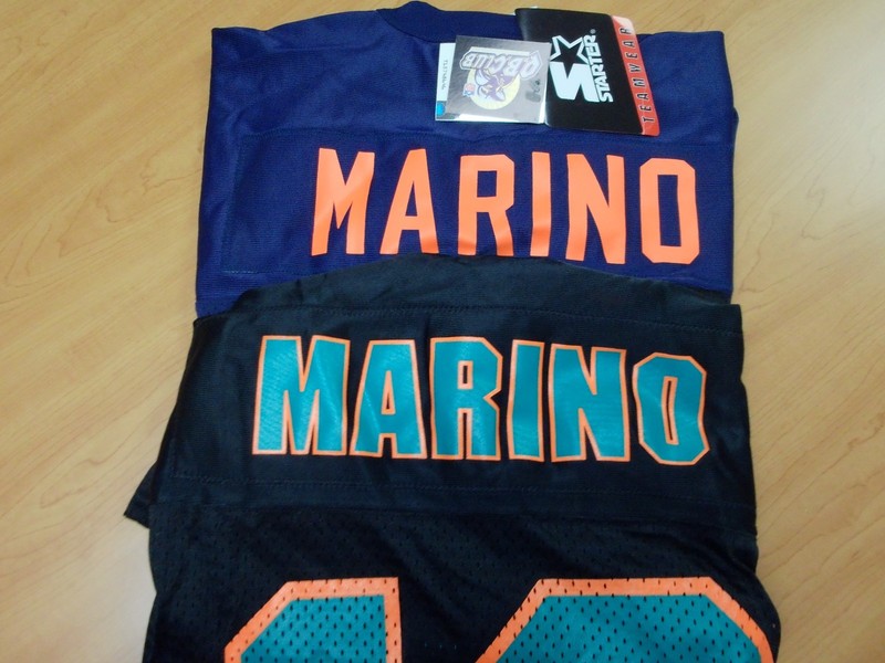 LOT 2-DAN MARINO MIAMI DOLPHINS STARTER BLACK MENS NFL GAME FOOTBALL JERSEYS LG
