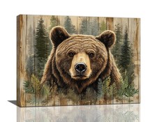 Farmhouse Bear Wall Art Rustic Forest Pictures Decor 16"L x 12"W,