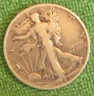 Original 1945-50 cent  Walking Liberty Half Dollar,  Denver mint, vg.