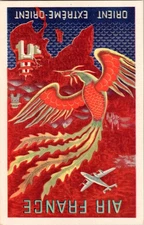 Far-East Aviation Air France airline airplane original 1948 poster type postcard