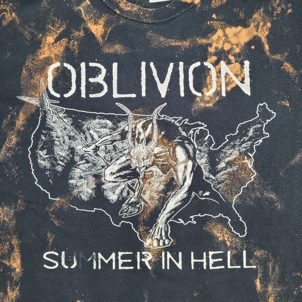 Camisa Oblivion Tacoma Verano-In-Hell XL 23x28 Blanqueador Tie-Dye Llamas de Fuego Algodón Foto 3 de 4