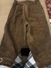 Vintage German Lederhosen Sz 38 THICK Suede Leather Kniebund Shorts TD