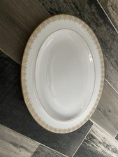 ROYAL DOULTON GOLD LACE 13.5" OVAL SERVING PLATTER STEAK PLATE EXCELLENT COND