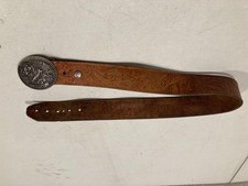 1984 Hesston NFR Rodeo Cowboys Anniversary 4" Belt Buckle Leather Belt