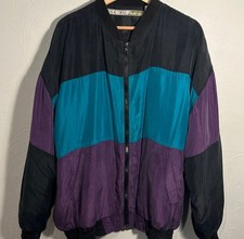 Vintage 1980's 100 Silk Color Block Patchwork Bomber Jacket - Grandpacore