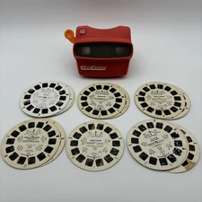 Vintage View Master 3D Viewer Red Viewmaster Toy Slide Viewer + 13 Movie Reels