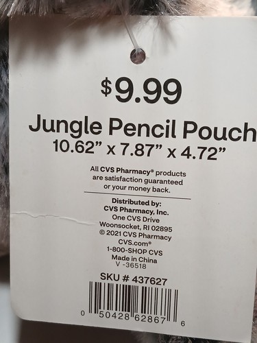 Back To School Jungle Pencil Pouch 10.62" x 7.87" x 4.72", Bear 2021 - Picture 4 of 4