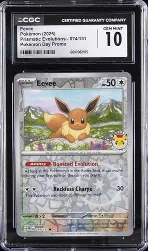 2025 POKEMON PRISMATIC EVOLUTIONS POKEMON DAY PROMO EEVEE CGC 10 GEM MINT