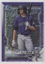 2021 Bowman Chrome Prospects Purple Shimmer Refractor /250 Zac Veen #BCP-183 s3g