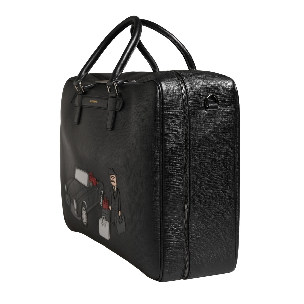 DOLCE & GABBANA Bag Black Car Man Applique Leather Weekender Borse
