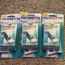 Nicorette Gum White Ice Mint - 2MG 3 Packs 20CT Exp. 12/2028