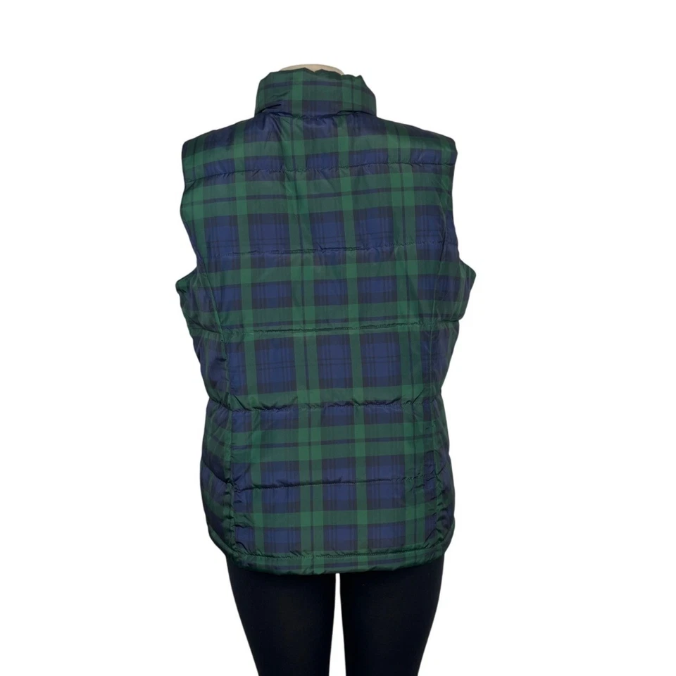 Chaleco acolchado Charter Club para mujer verde y azul marino con cremallera a cuadros talla XL Foto 3 de 4
