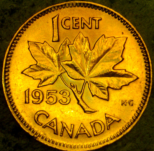 1953 Canada Cent AU Red-Brown NSF Queen Elizabeth II Canadian Penny