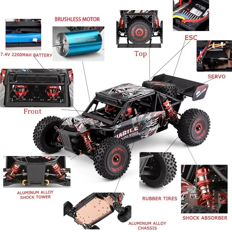 WLtoys 124016V2 Brushless RC Car, Max 75KM/H, 1:12 Off-Road Racing Buggy Car - Image 4 of 4