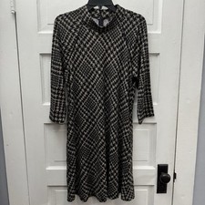 Jessica Howard Houndstooth Sweater Dress Womens Large Midi Career Pockets