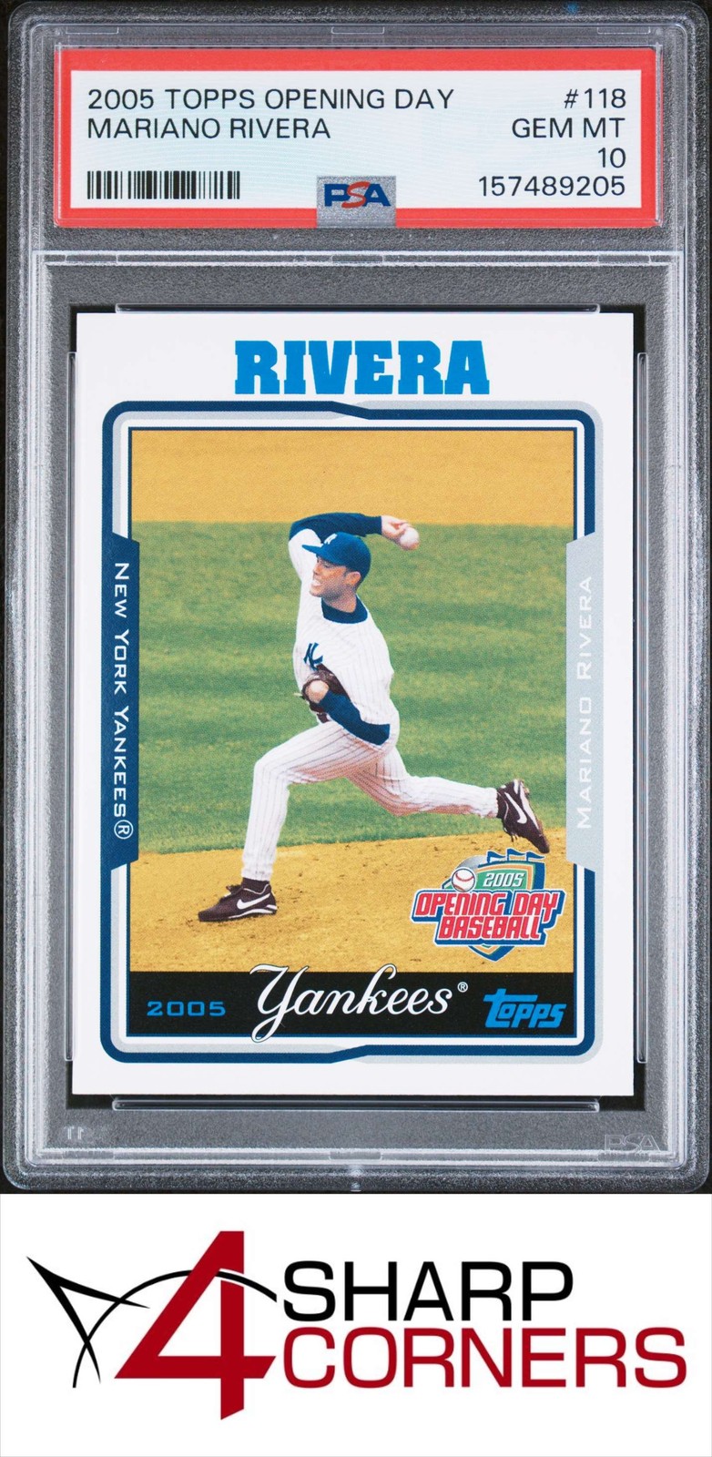 2005 TOPPS OPENING DAY #118 MARIANO RIVERA HOF POP 6 PSA 10