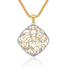 14K Solid Yellow Gold Filigree Necklace