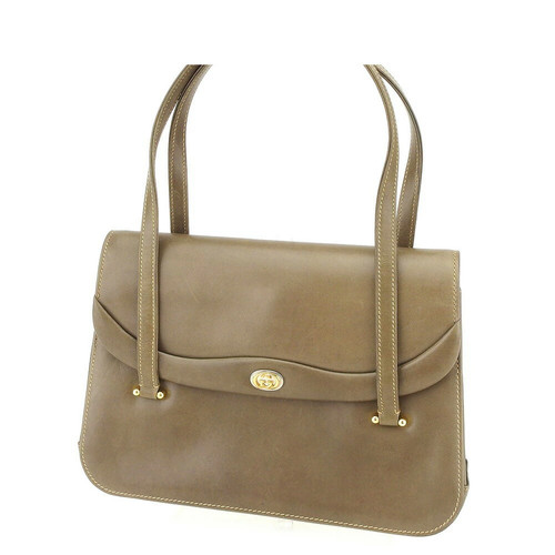 21   Gucci Handbag Double G Old Brown Gold Silver Ladies Used Brand