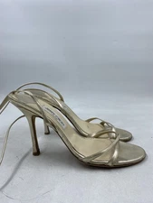 Jimmy Choo Women Gold Leather High Heel Stiletto 11 Party Shoes Italy