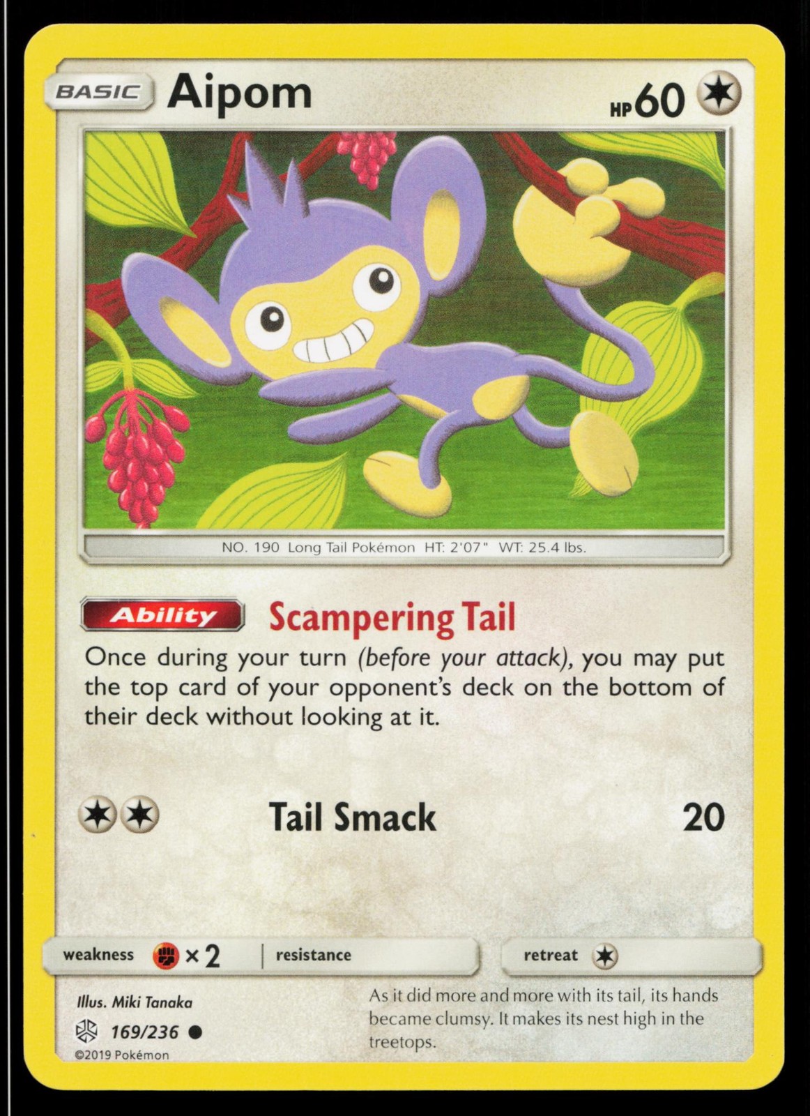 Aipom 169/236 Common Cosmic Eclipse Pokemon Near Mint