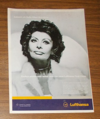 Seltene Werbung LUFTHANSA First Class - Sophia Loren 1999
