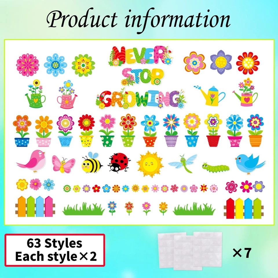 126 Pcs Spring Bulletin Board Decorations Set - Spring Flowers, Butterflies &... - Image 3 of 4