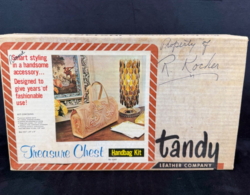 Tandy Leather Company Handbag Kit "Treasure Chest" Leather Making Kit Purse Vtg