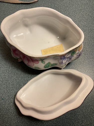 Vintage Oval Porzellan Keramik. Schmuckstück oder Schmuckkästchen - Bild 5 von 5