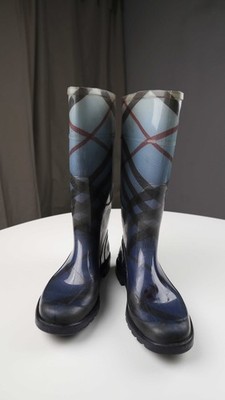 Burberry Gummistiefel blau 39 kariert Rubber Check Rain Stiefel
