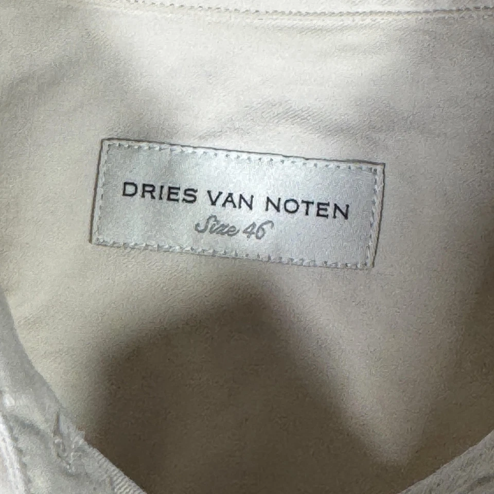 Рубашка мужская Dries Van Noten XS/S 46 бежевая хлопковая на пуговицах спереди универсальная с длинным рукавом - Изображение 3 из 4