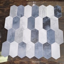 10-Sheet 12"x11.5" Honeycomb Peel and Stick Backsplash Wall Mosaic Tile Blue