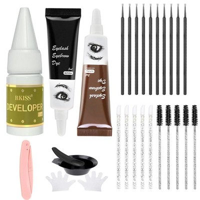 RKISSBEAUTY (Black and Brown) Eyebrow and Eyelash Color Kit - Instant Effects...