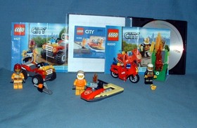 CITY, FIRE SETS 4427 ATV / 60000 MOTORCYCLE / 30368 WATER SCOOTER - LEGO - USED