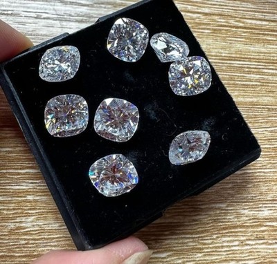 8 CT Natural White Diamond 8 Pcs Cushion Cut VVS1 D Grade Certified Stone.