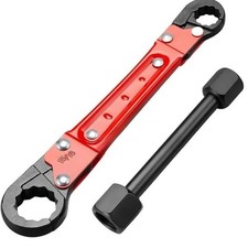 Angle Stop Wrench Kit Dual End 3/8 inch 1/2 inch MPT Red High Carbon Steel