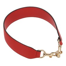 22.83" PU Leather Short Bag Strap with Clasp, Red, Gold Buckle