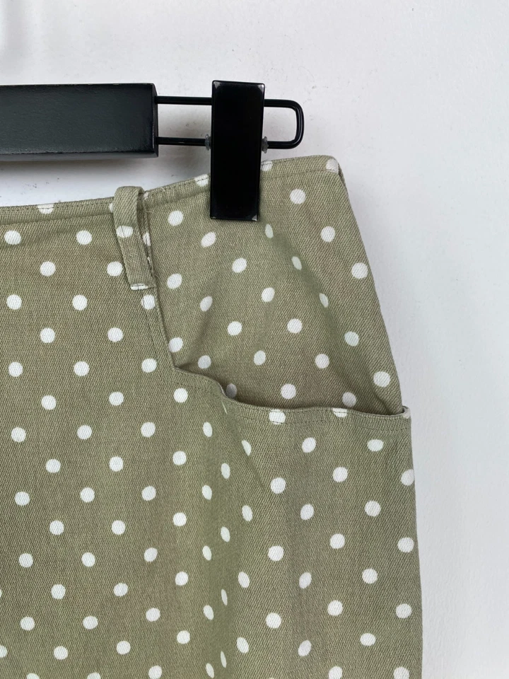 Falda lápiz midi a lunares beige La Perla cintura alta ventilación trasera algodón Reino Unido 8 Foto 3 de 4