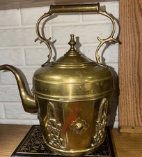 Rare Antique 19th Century Moroccan Brass Majmar Gooseneck Kettle 15” Tall X 12”