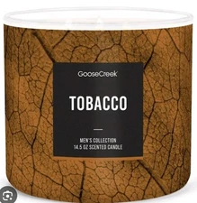 (1) NEW Goose Creek TOBACCO Scented Large 3-Wick Candle HARD TO FIND 